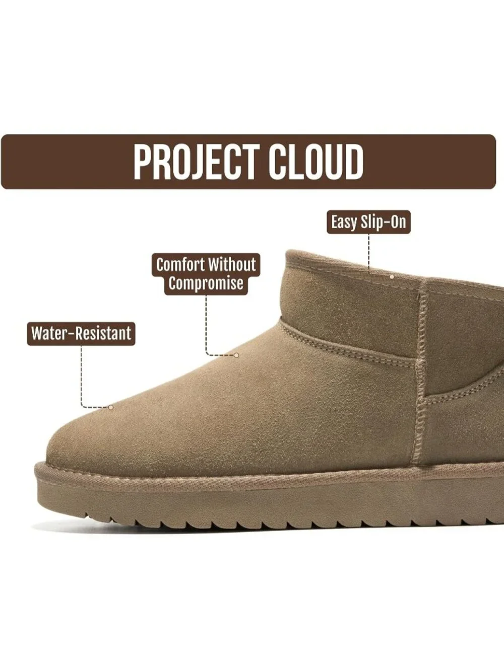 Womens Taupe Suede Project Cloud Genuine Leather Comfortable Ankle Boots